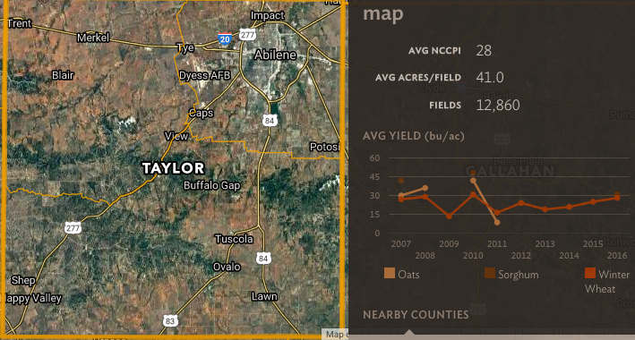 Taylor County Farm crop yield map