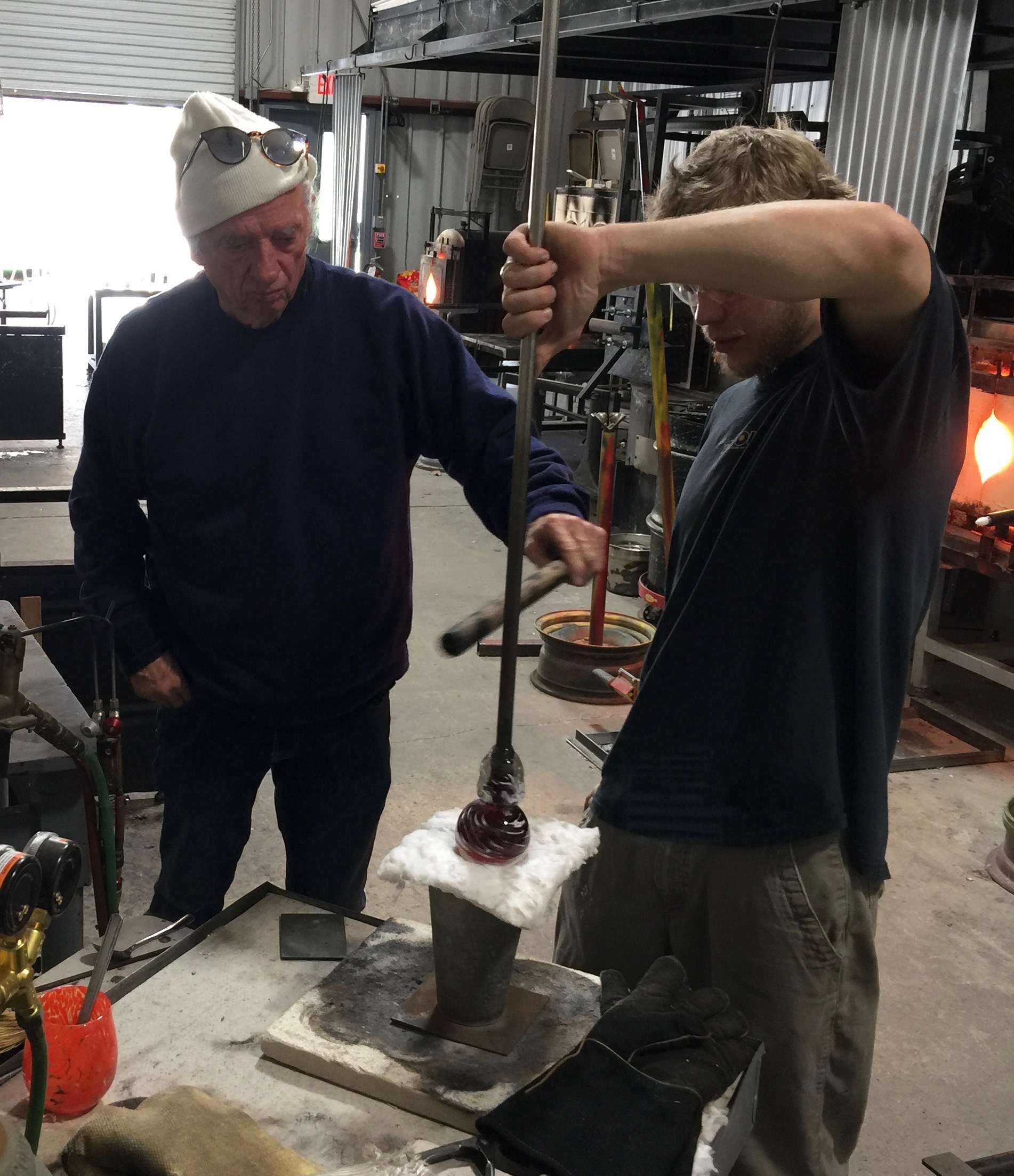 Cutting the glass art piece