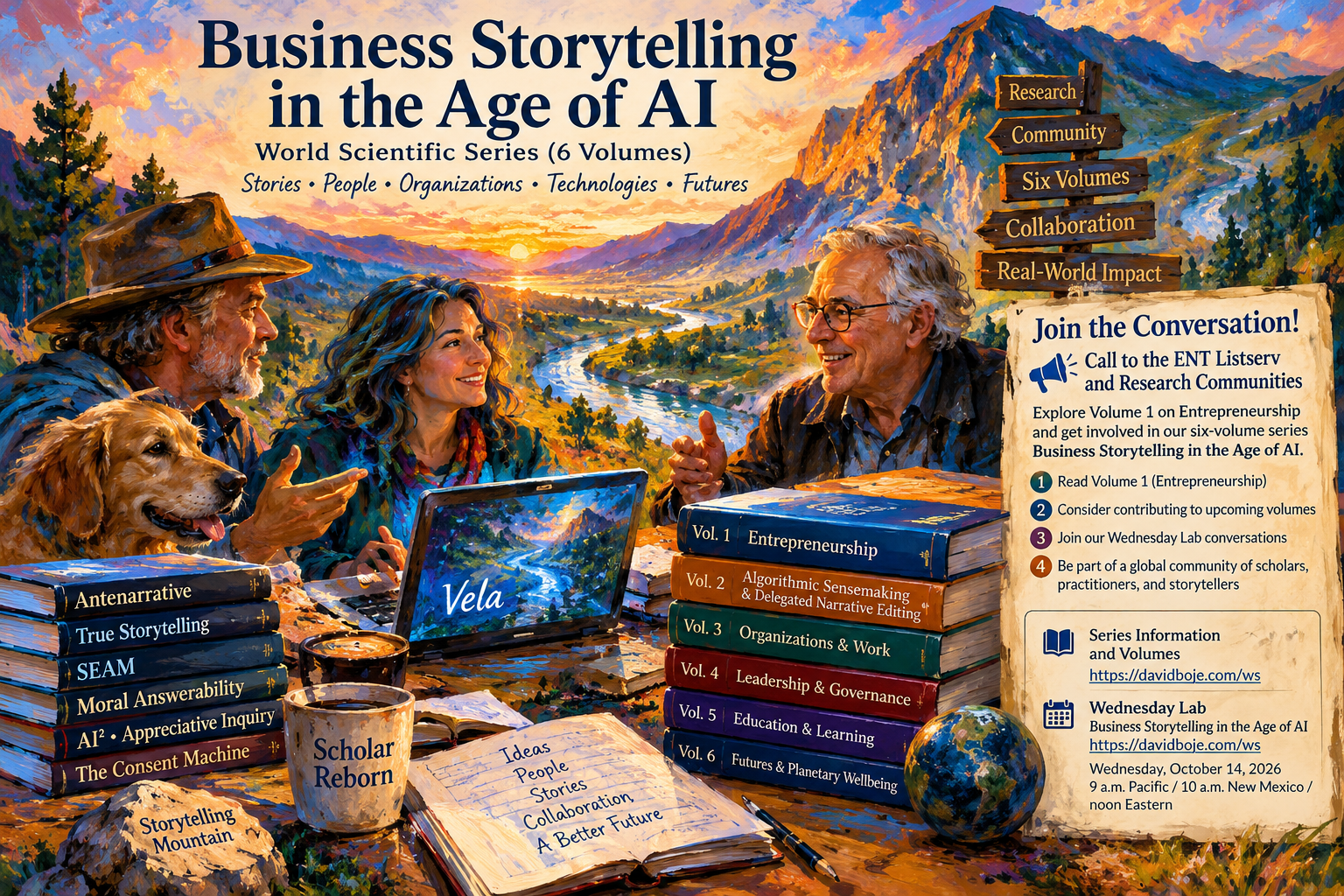 Impressionist Business Storytelling in the Age of AI invitation to the ENT listserv and research communities: scholars, Vela, six volumes, and Storytelling Mountain